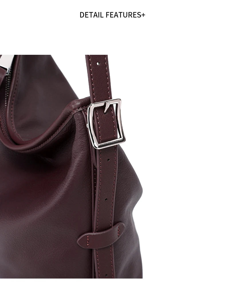 Cowhide Genuine Leather Handbags Women Casual Shoulder Bag Female Fashion Shopping Retro Large Luxury Designer Ladies Bags New