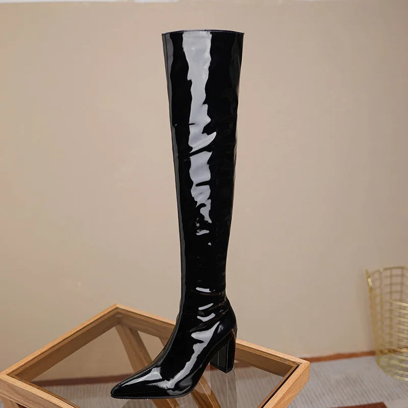 Sexy Over The Knee Boots Pointed Toe Zipper for Women
