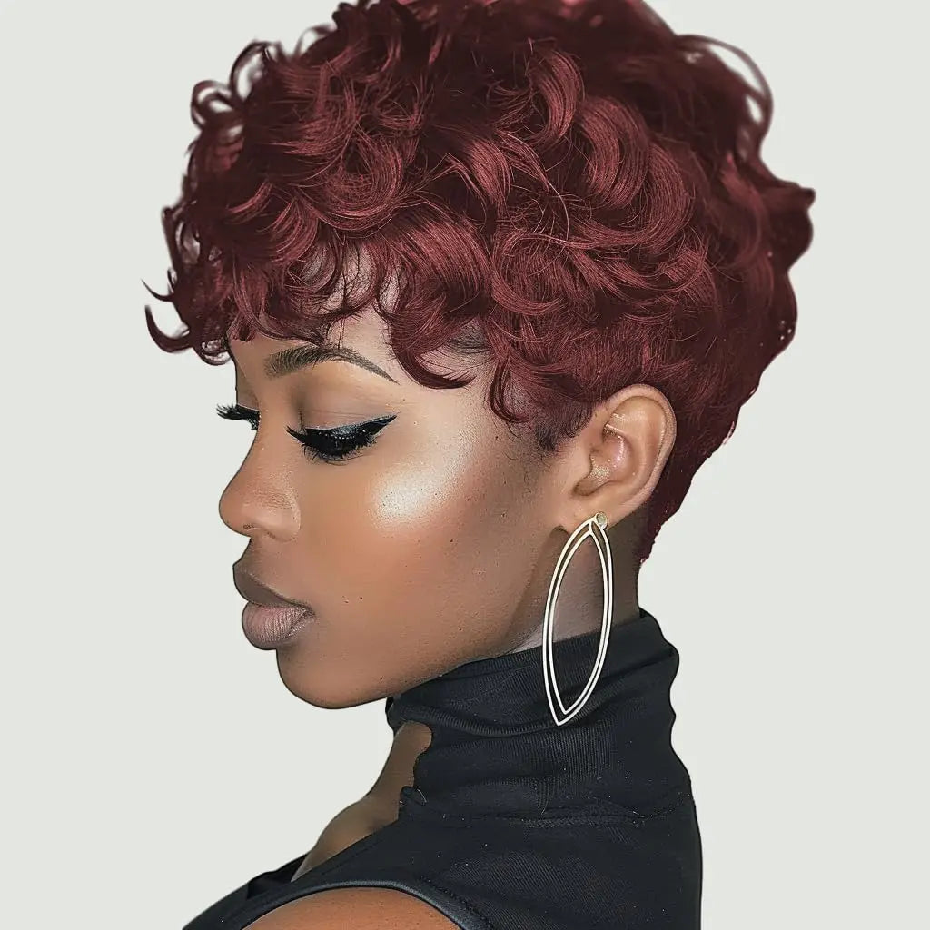 Daily Use Black Short Curly Elf Natural Look Wig for Women