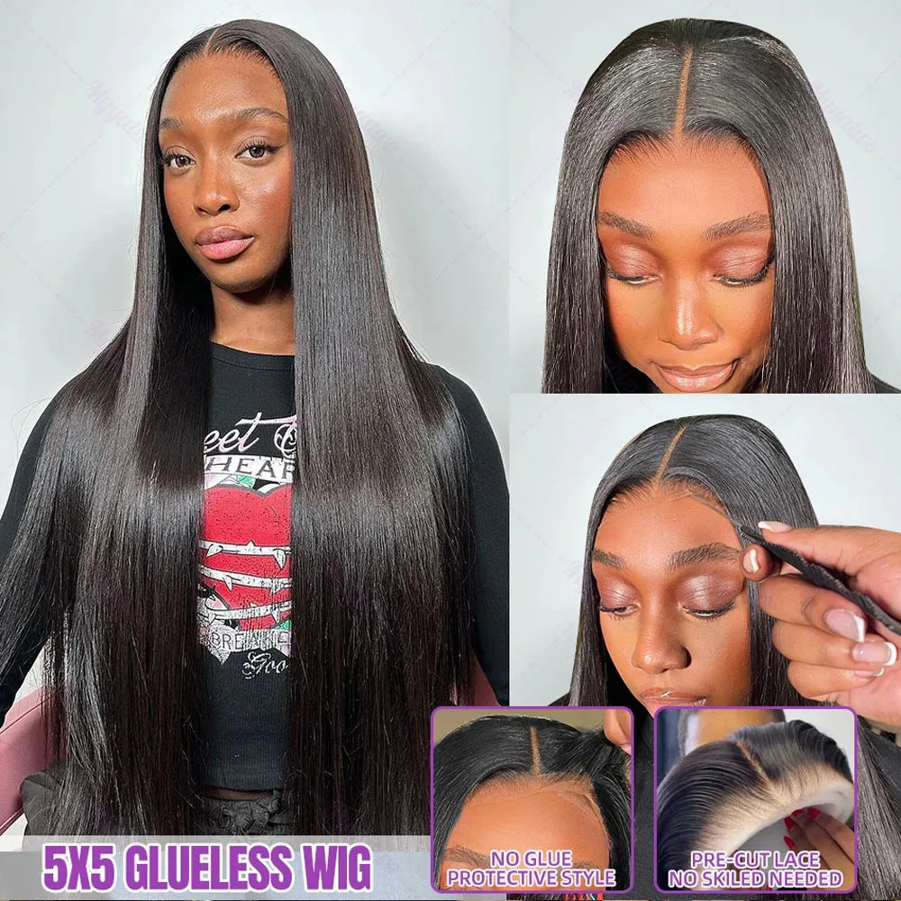 Glueless Straight Human Hair Lace Front Wig for Women