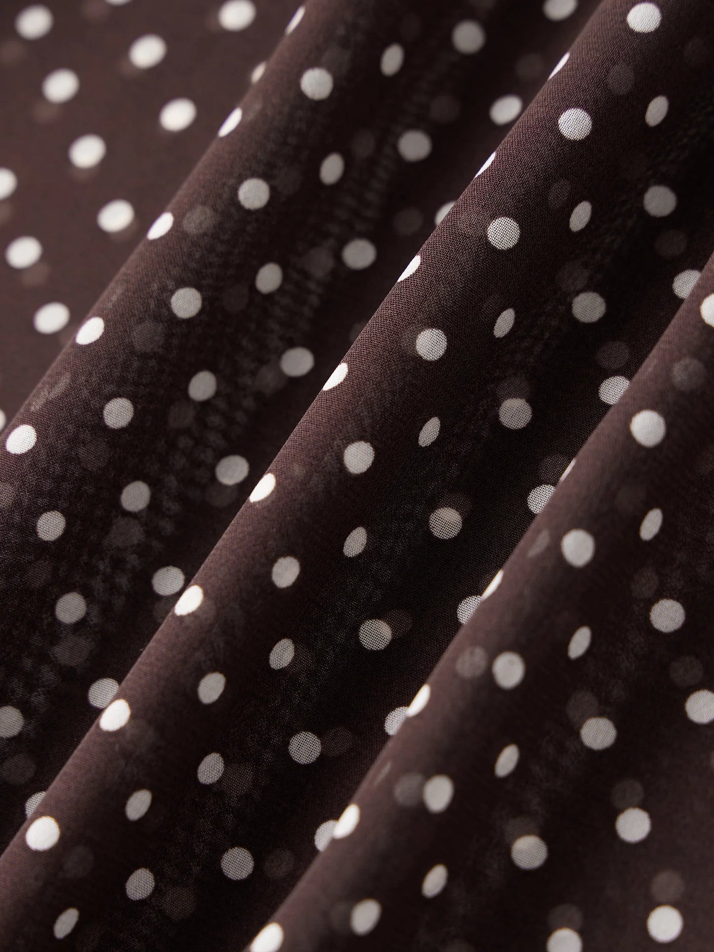 Elegant Irregular Blouse with Tie Up Mock Neck Chiffon Dots Print for Women