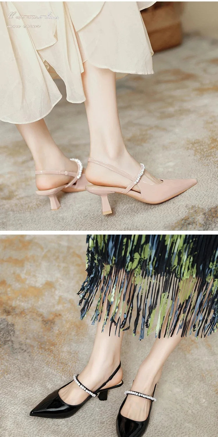Rhinestone Stiletto Back Strap Sandals