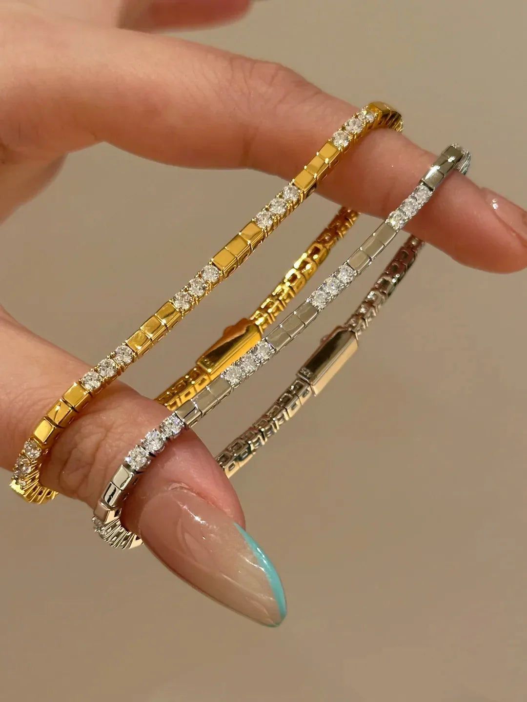 Geometric Cubic Zirconia Tennis Bracelet for Women