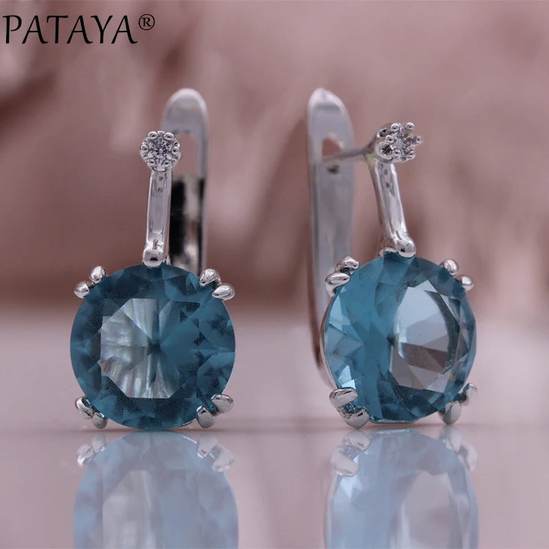 Sea Blue Cubic Zircon Drop Earrings