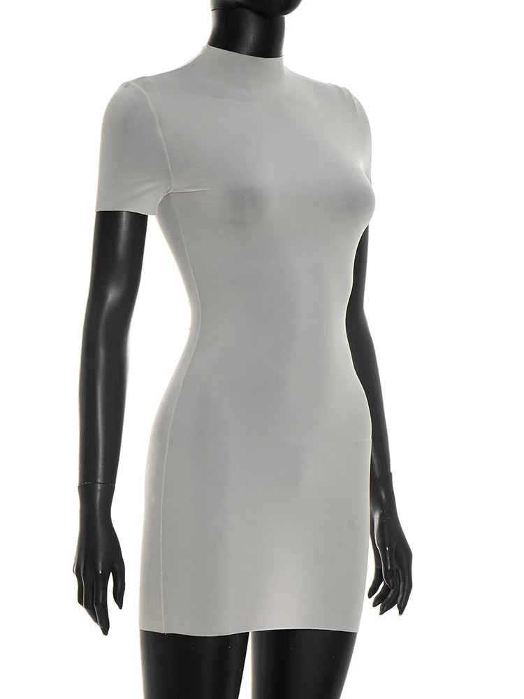 Elegant See Through Mini Dress with Stretch for Women