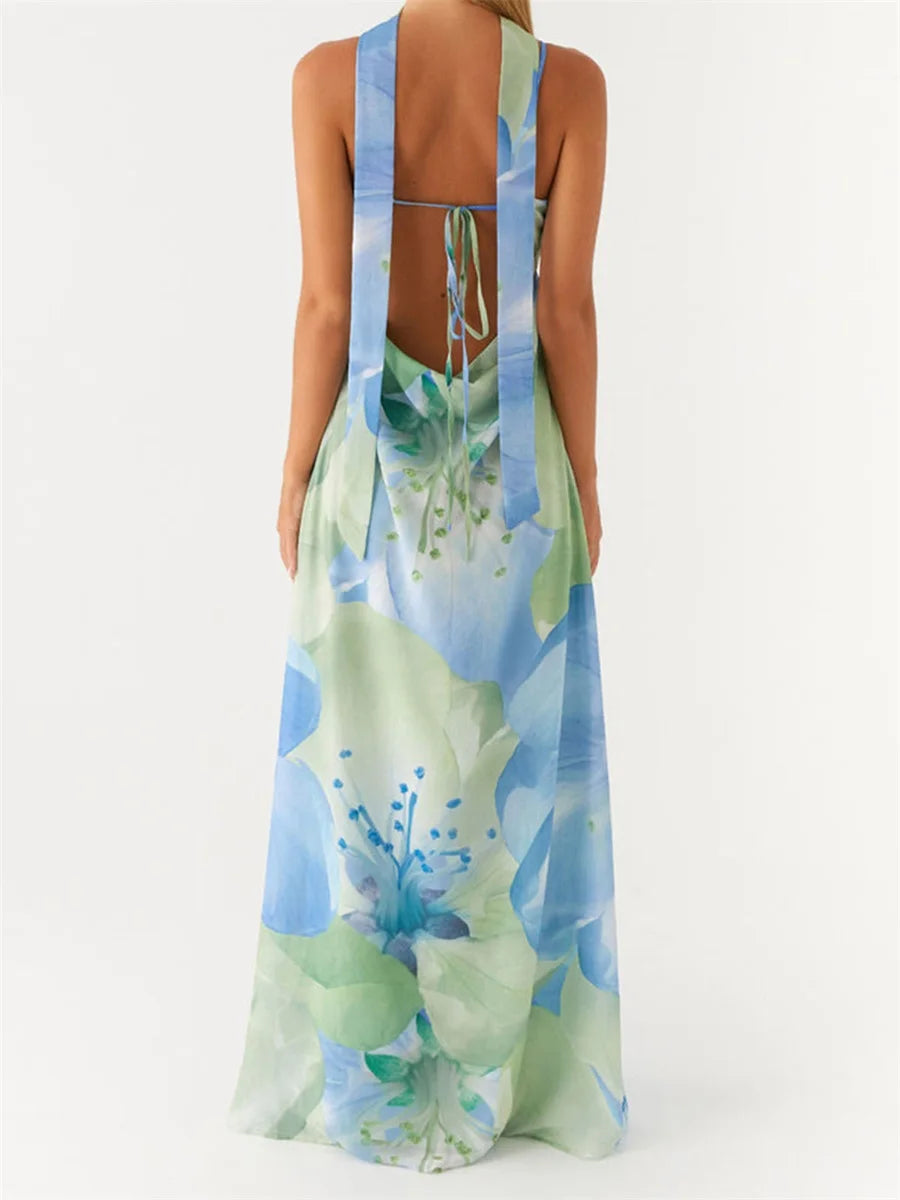 Stand Out in Style with Our Multi-color Halter Print Dress - Available in S, M, L, XL