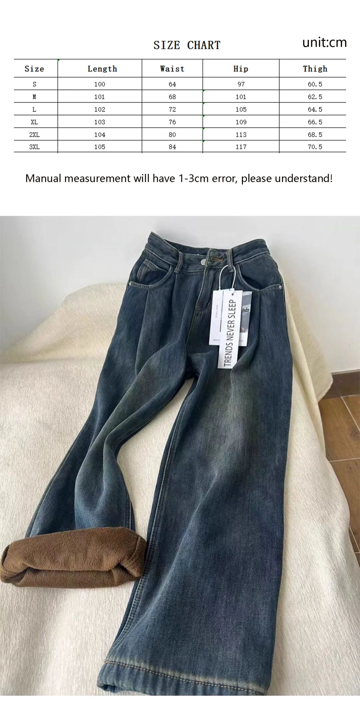 Velvet Baggy High Waist Denim Jeans