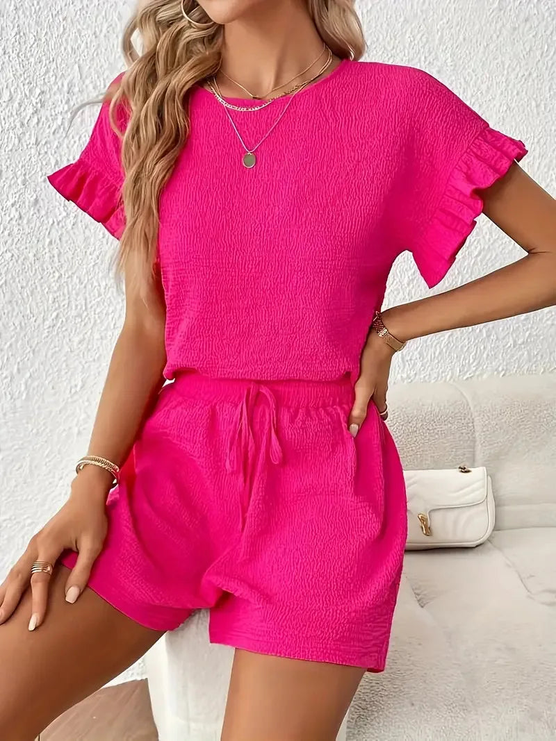 Casual Vacation Wear Two Piece Shorts Set for Women