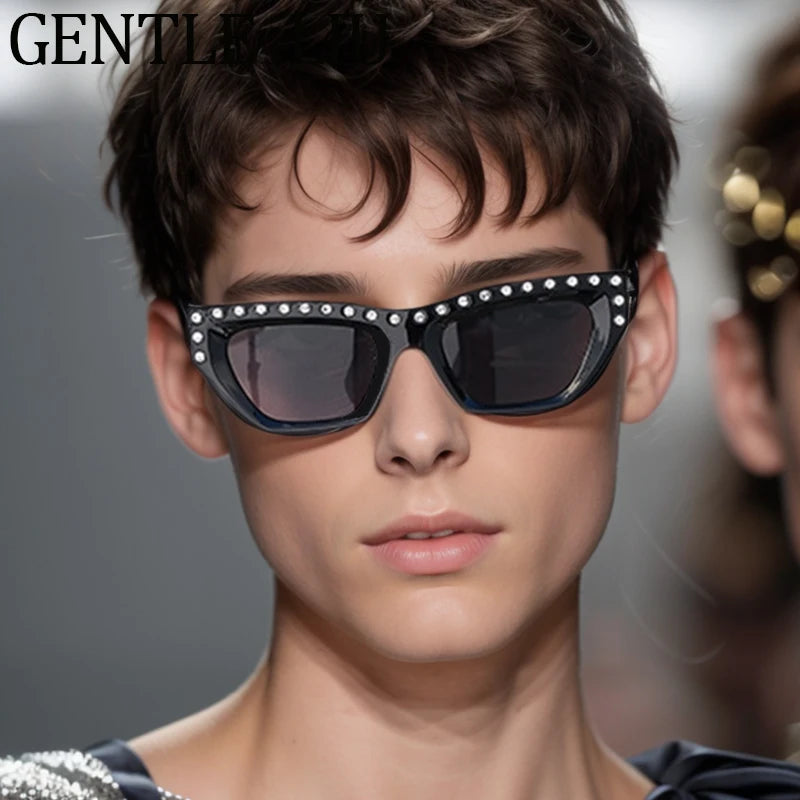 Rhinestone Cat Eye Rectangle Sunglasses