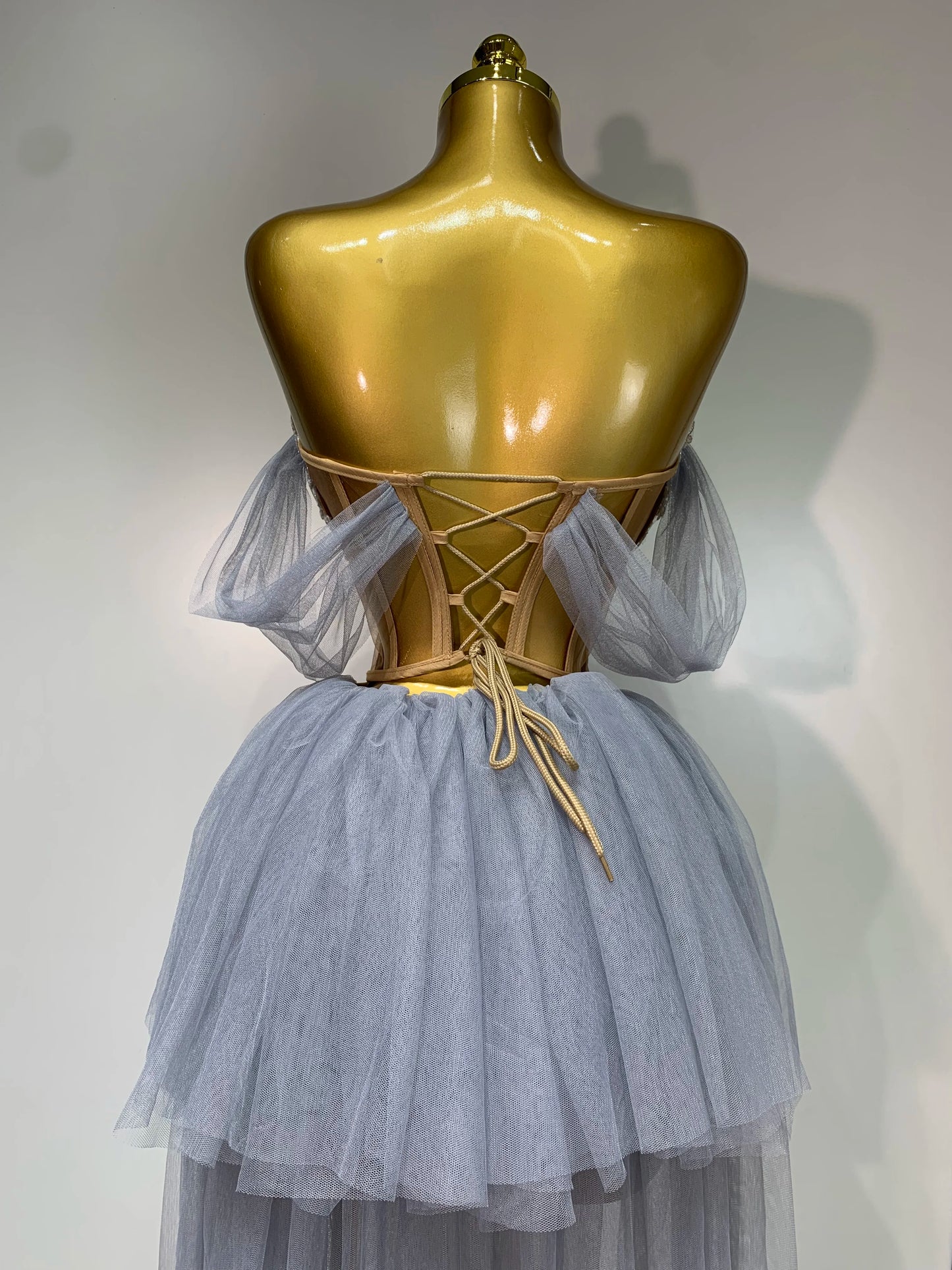 2025 New Arrived Sexy Cute Mesh Tops Skirt 2 PCS Set Women Celebrate Party Birthday Nightclub Performance Stage Show Outfit