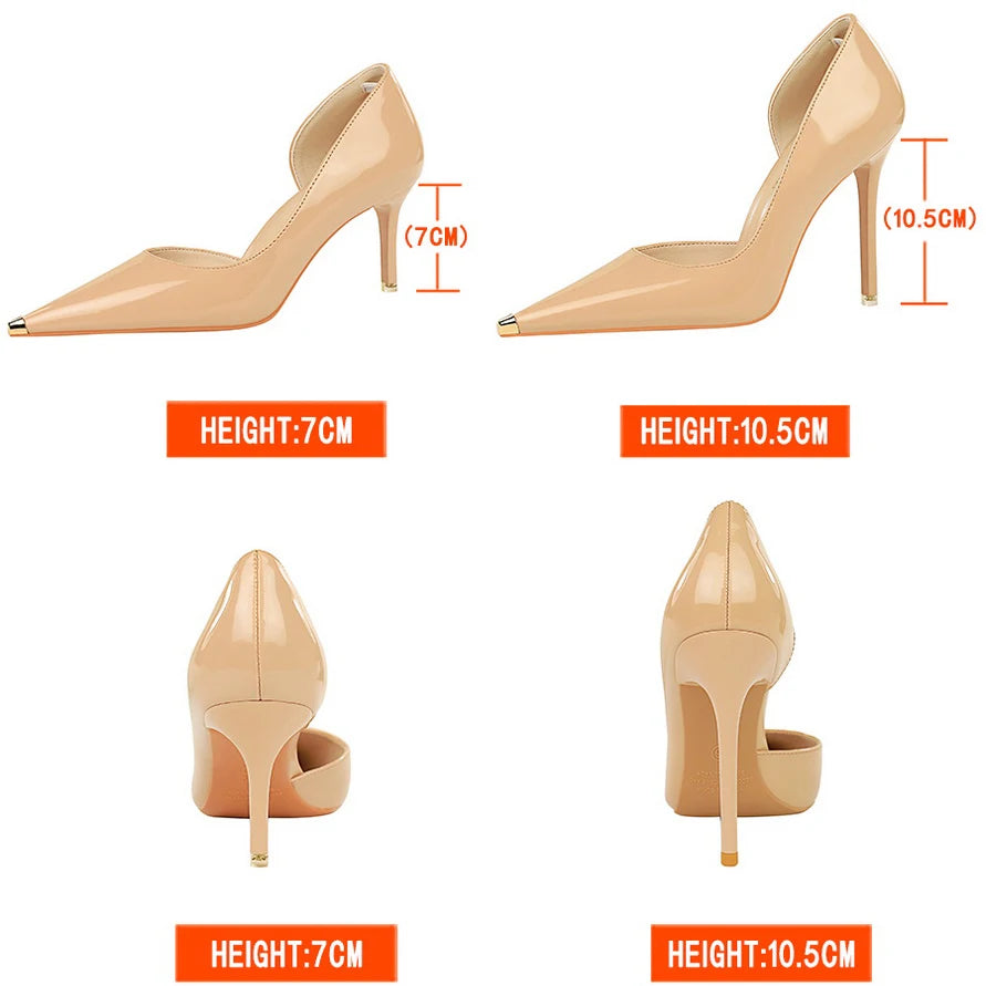 Pointed Toe Patent Leather Stiletto Pumps for Women