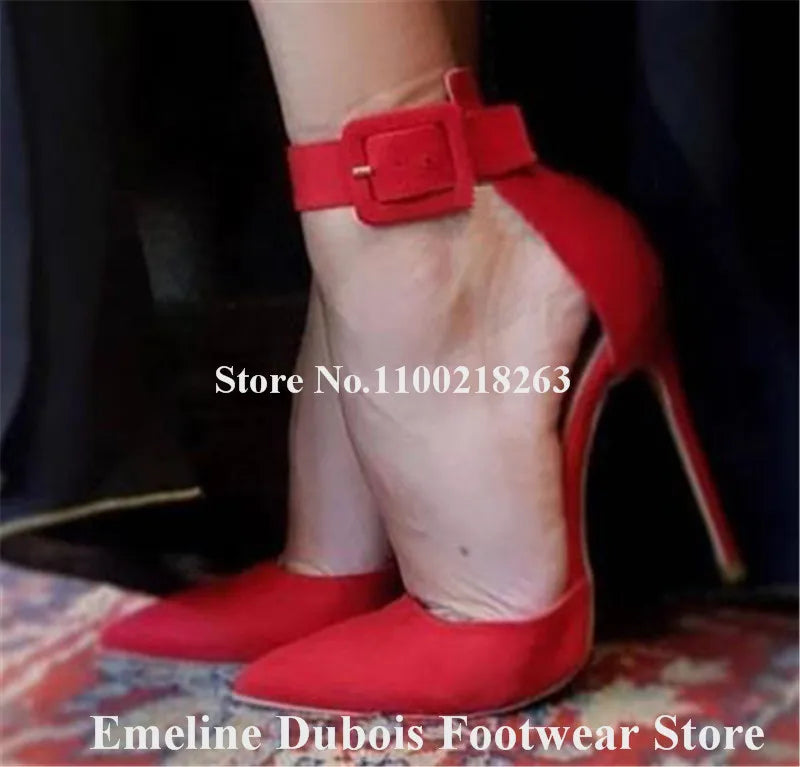 Elegant Pointed Toe Buckle Strap Stiletto Pumps for Women