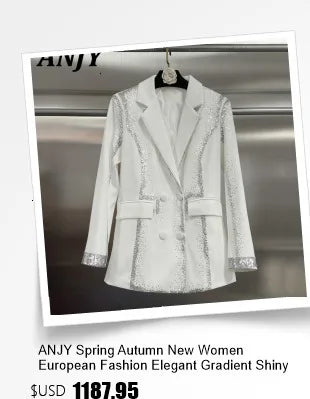 ANJY Autumn New Women Vintage Streetwear Ins Stylish Denim Patchwork Single Breasted Coat Casual Elegant Asymmetric Blazer A8421