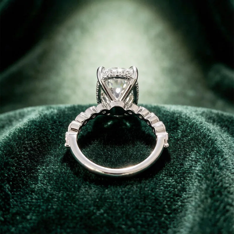 Old European Cut Moissanite Sterling Silver Ring for Women