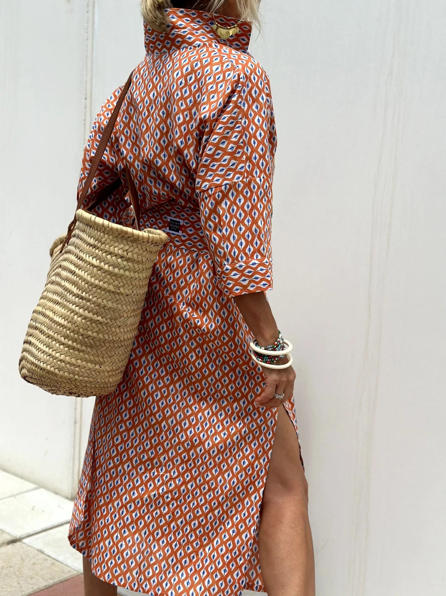 Striped Belted Ankle Length Half Sleeves Lapel Dress for Women