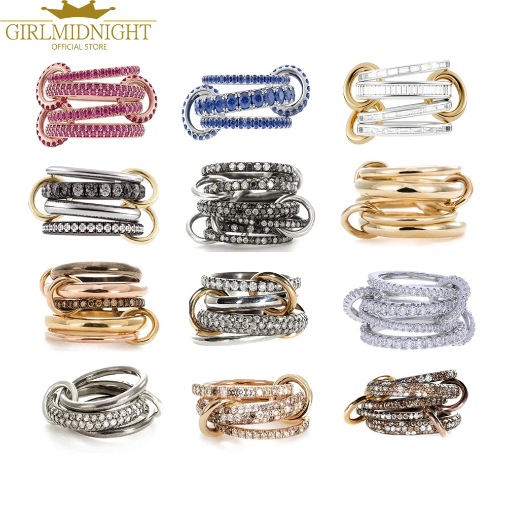 Gold Tone Pink Zircon Stacking Band Rings for Women