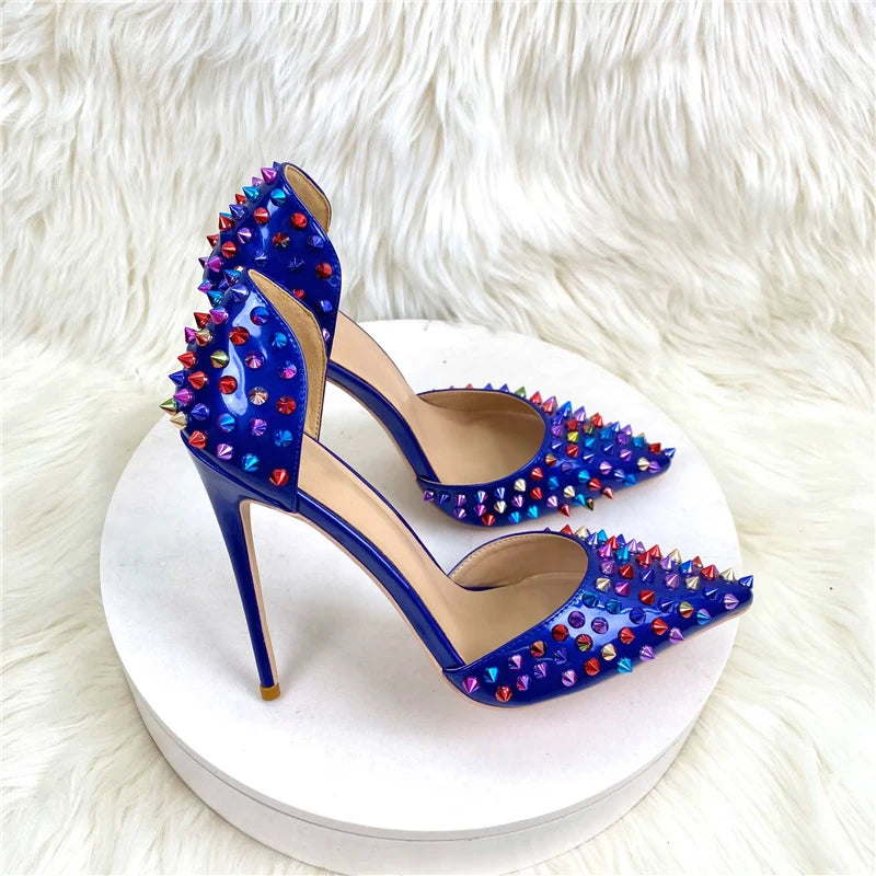 Pointed Toe Studded High Heel Gladiator Sandals for Women