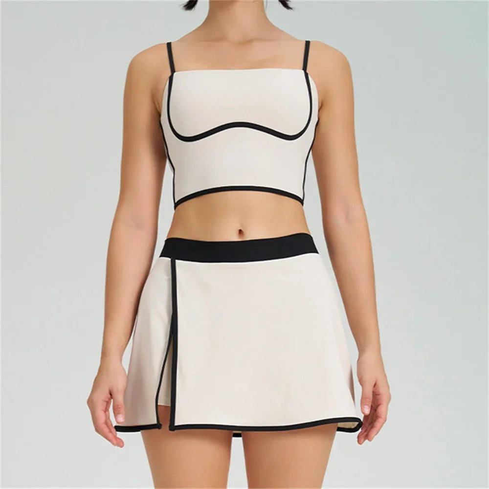 1/2PCS Women Tracksuit Yoga Set Gym Set Bra Sports Anti Shorts Skirt Workout Sportswear Running Gym Wear Athletic Suits