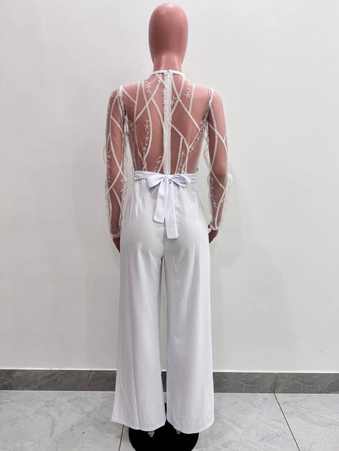 Elegant Patchwork Wide Leg O-neck Jumpsuit for Women
