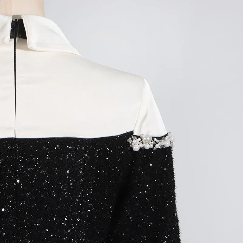 Sequin Beaded Patchwork Mini Dress