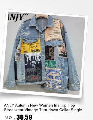 ANJY Autumn New Women Fashion Unique Lace- Up Distressed Washed Denim Jacket High Street Chic Versatile Casual Short Coat A16787