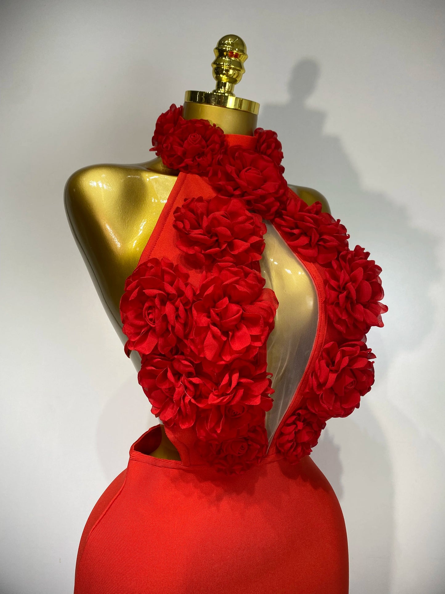 2025 New Women Sexy Halter Hollow Out Flowers Bodycon Bandage Dress Red Backless Elegant Party Luxury Birthday Wedding Dresses