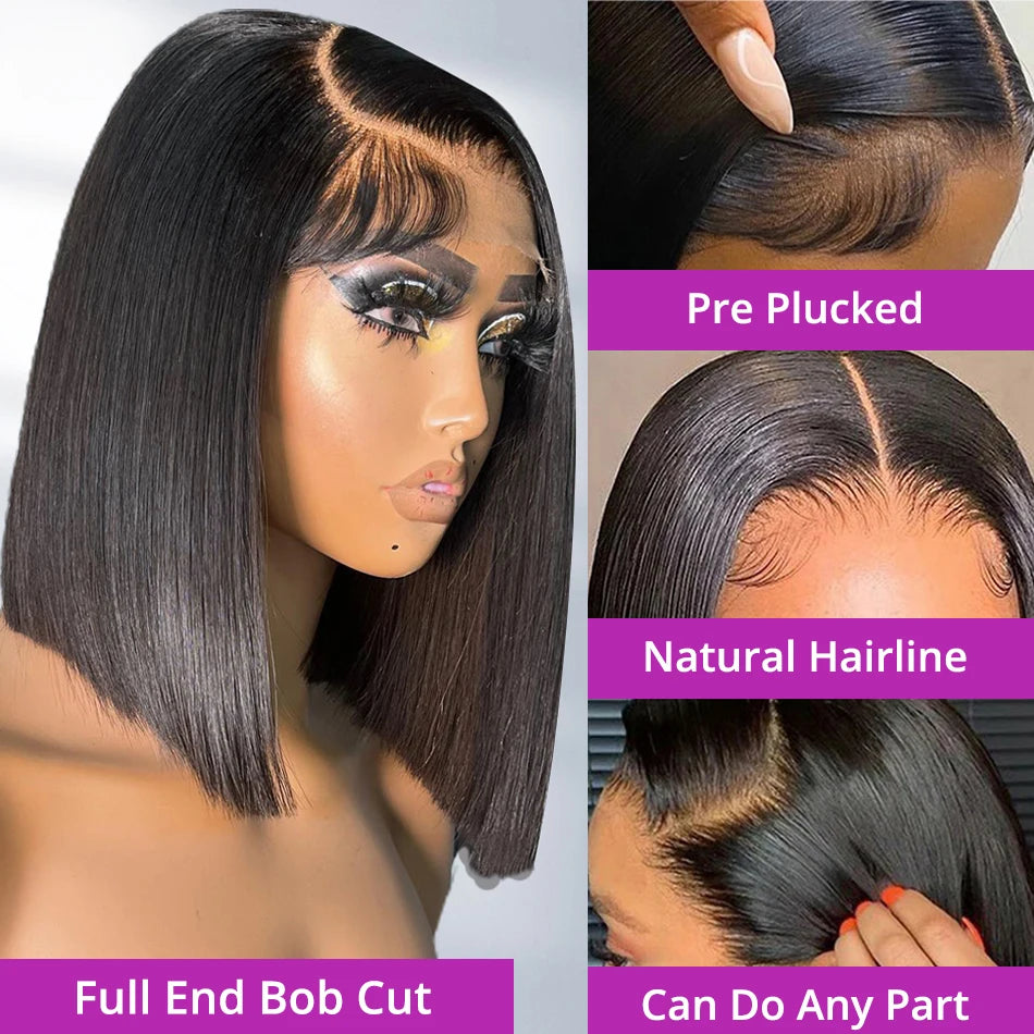 Bone Straight Glueless Bob Wig