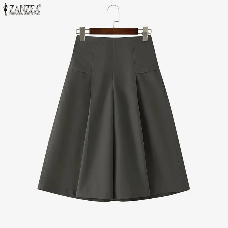 Casual Wide Leg Cropped Trousers With Elastic Waist for Women