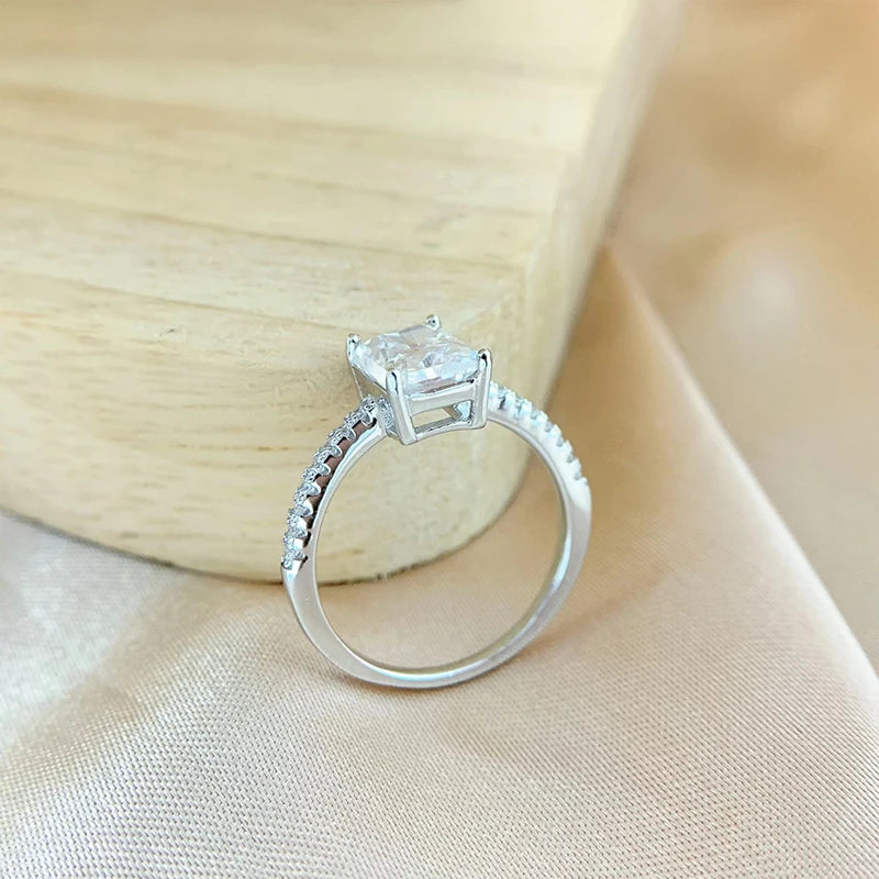 Oval Cut Moissanite Sterling Silver Engagement Ring for Women