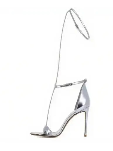 Crystal T Strap Gold High Heel Sandals