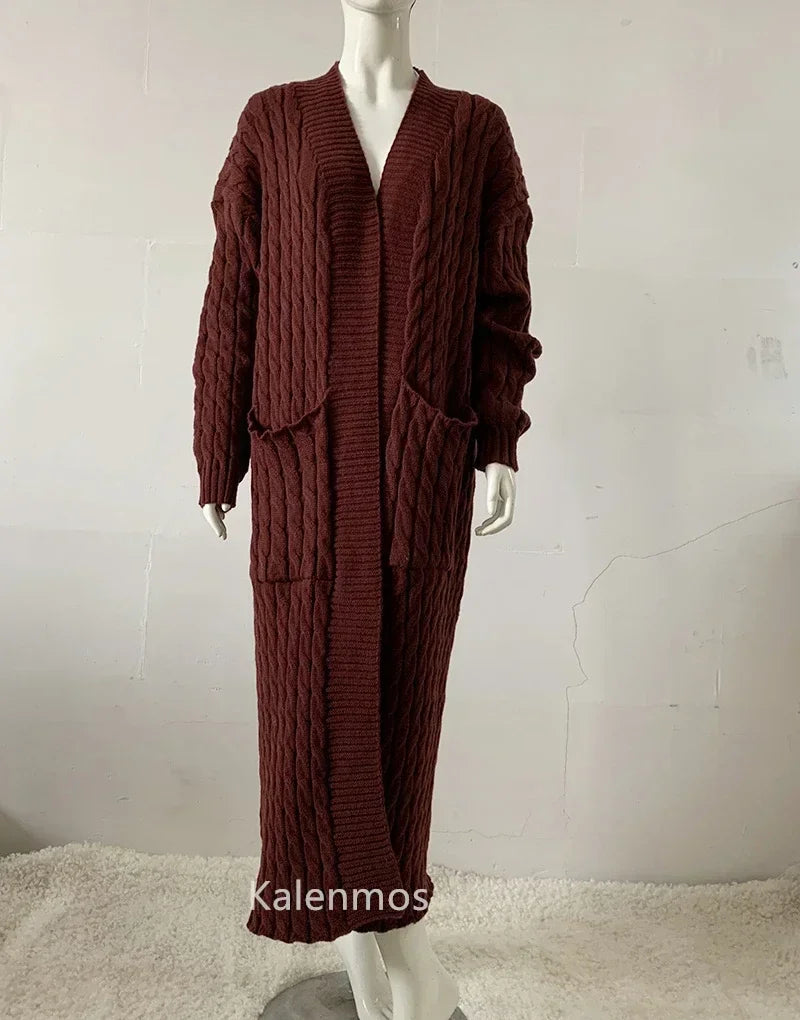 Long Sleeve Crochet Knit Cardigan Sweater for Women