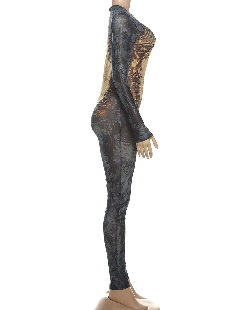 Slim Fit Long Sleeve Ankle Length Jumpsuit for Women