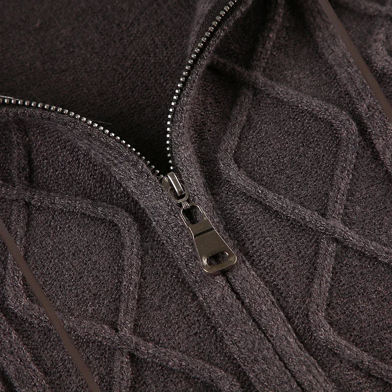 Spicy Girl Style, Furry Combination, Hoodie Zipper Sweater Cardigan, Women's Slimming And Shaping, Versatile Casual Coat