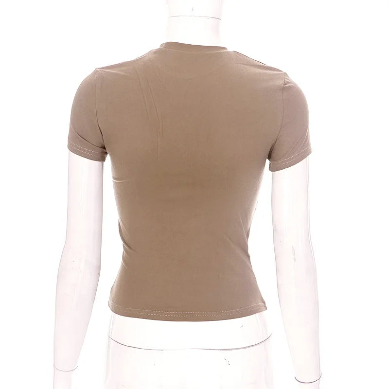 Casual Stretchy Short Sleeve O Neck T Shirt for Women