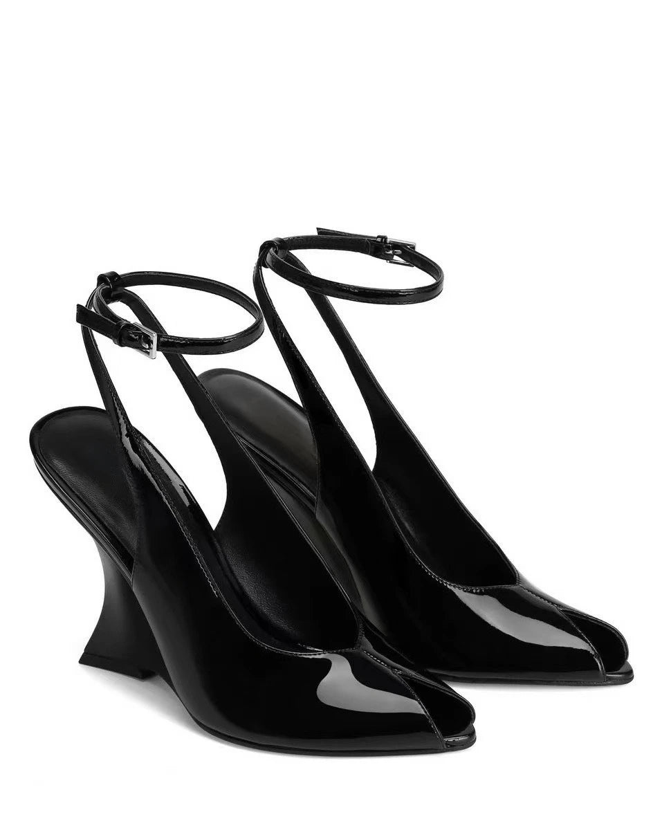 Elegant French Style Buckle Wedge Sandals for Women