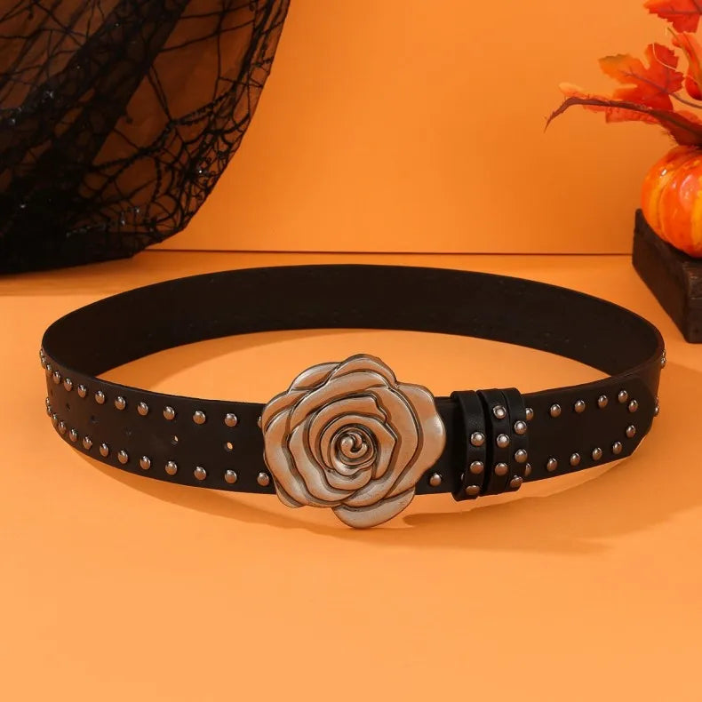 Statement Camellia Floral Wide Waist Belt for Women