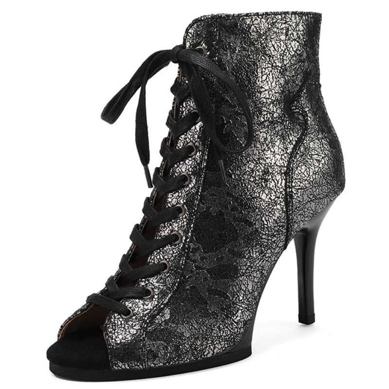 Peep Toe High Heel Zipper Ankle Boots