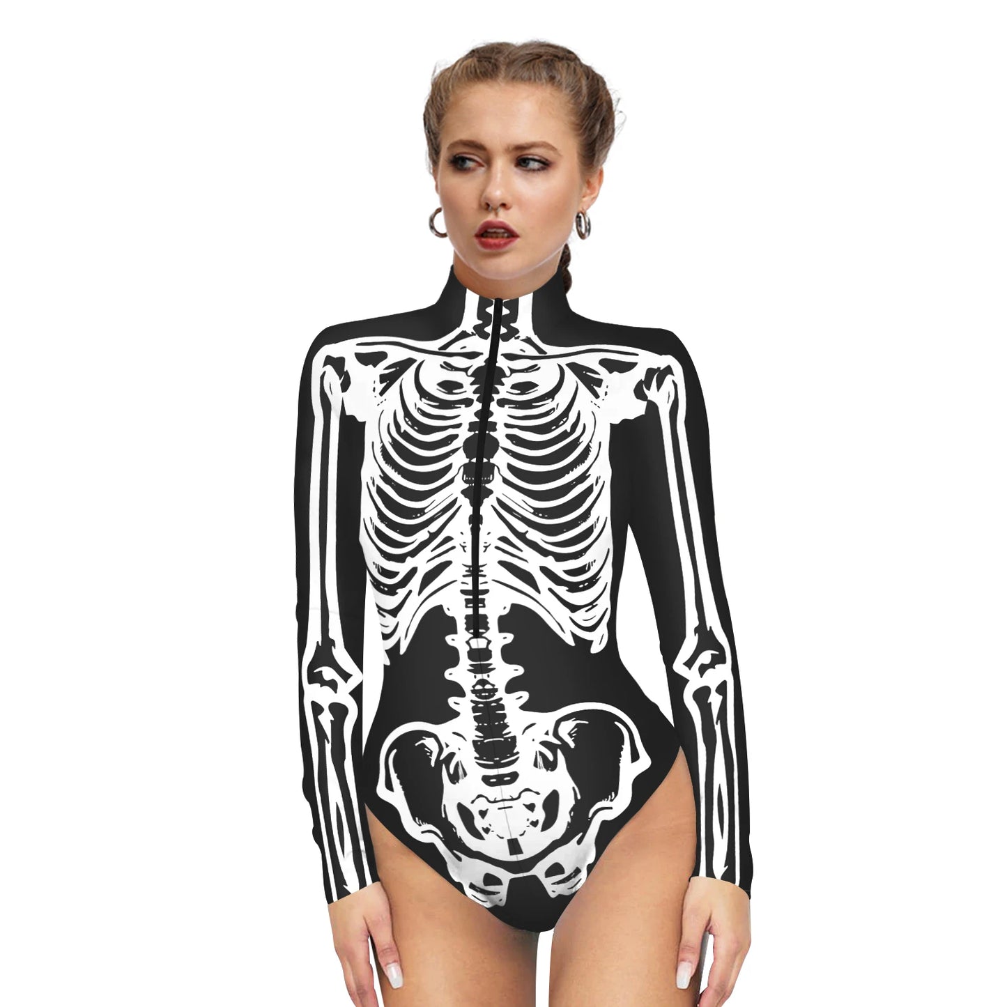 Halloween Skeleton Print Zentai Jumpsuit for Women