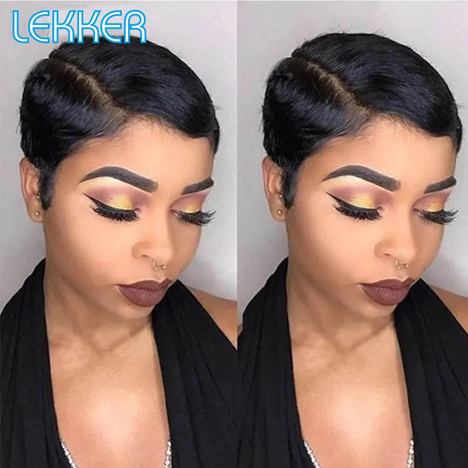 Glueless Short Pixie Cut Lace Front Remy Wig for Women