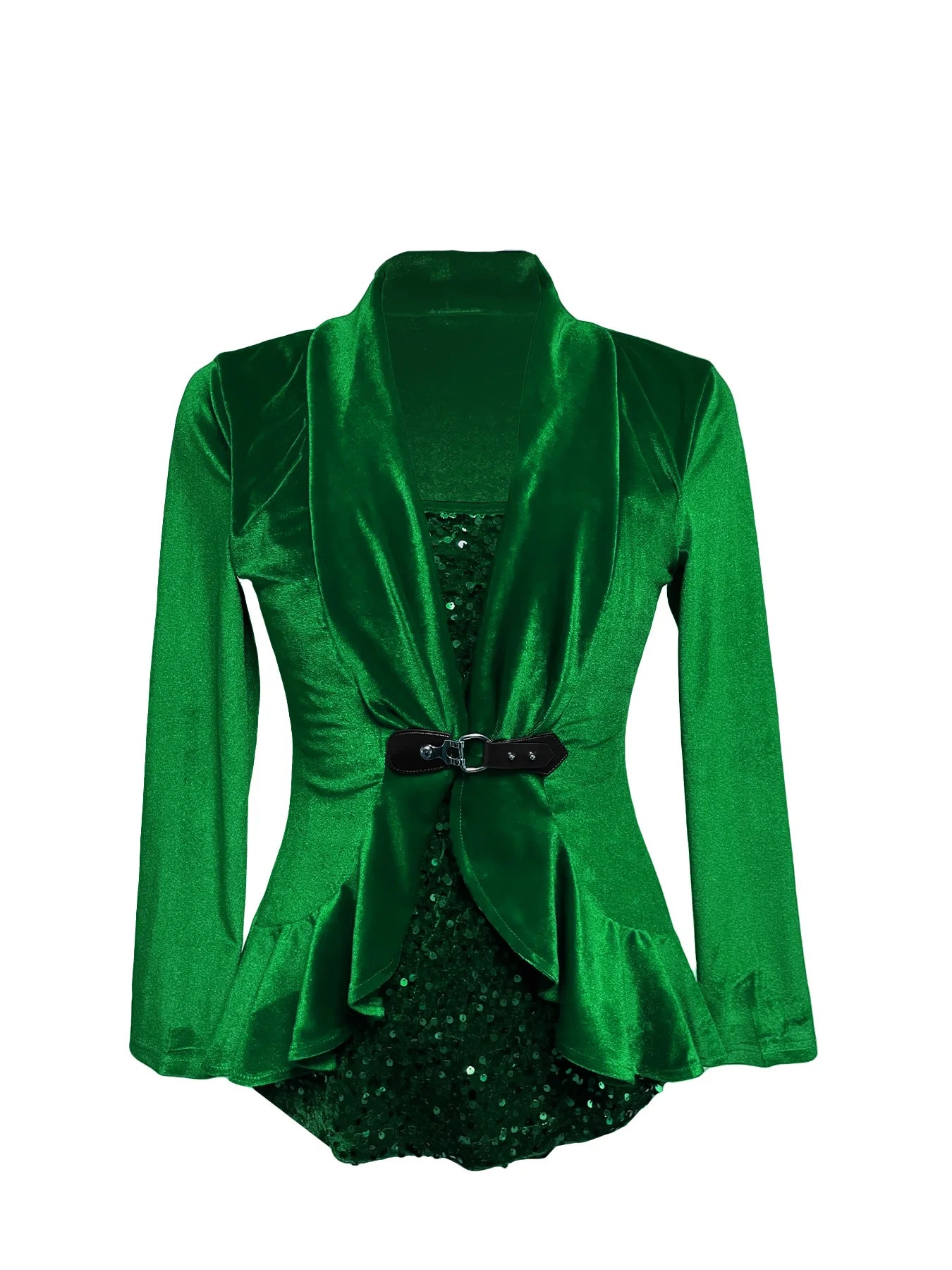 Sexy Sequin Contrast Blouse Jacket Women Formal wear Long Sleeve Button Lapel Top Loose 2025 Women's Top