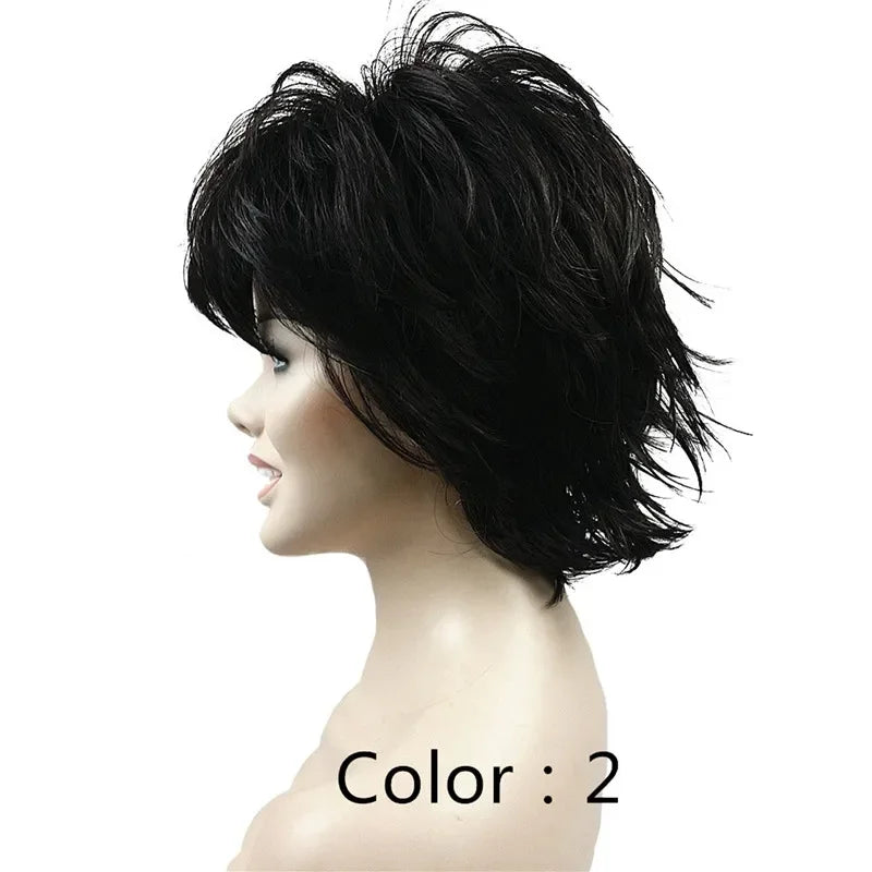 Fluffy Short Straight Layered Blonde Synthetic Wig For Women