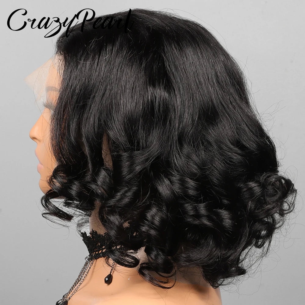 Loose Wave Lace Frontal Bob Wig With Human Hair for Women