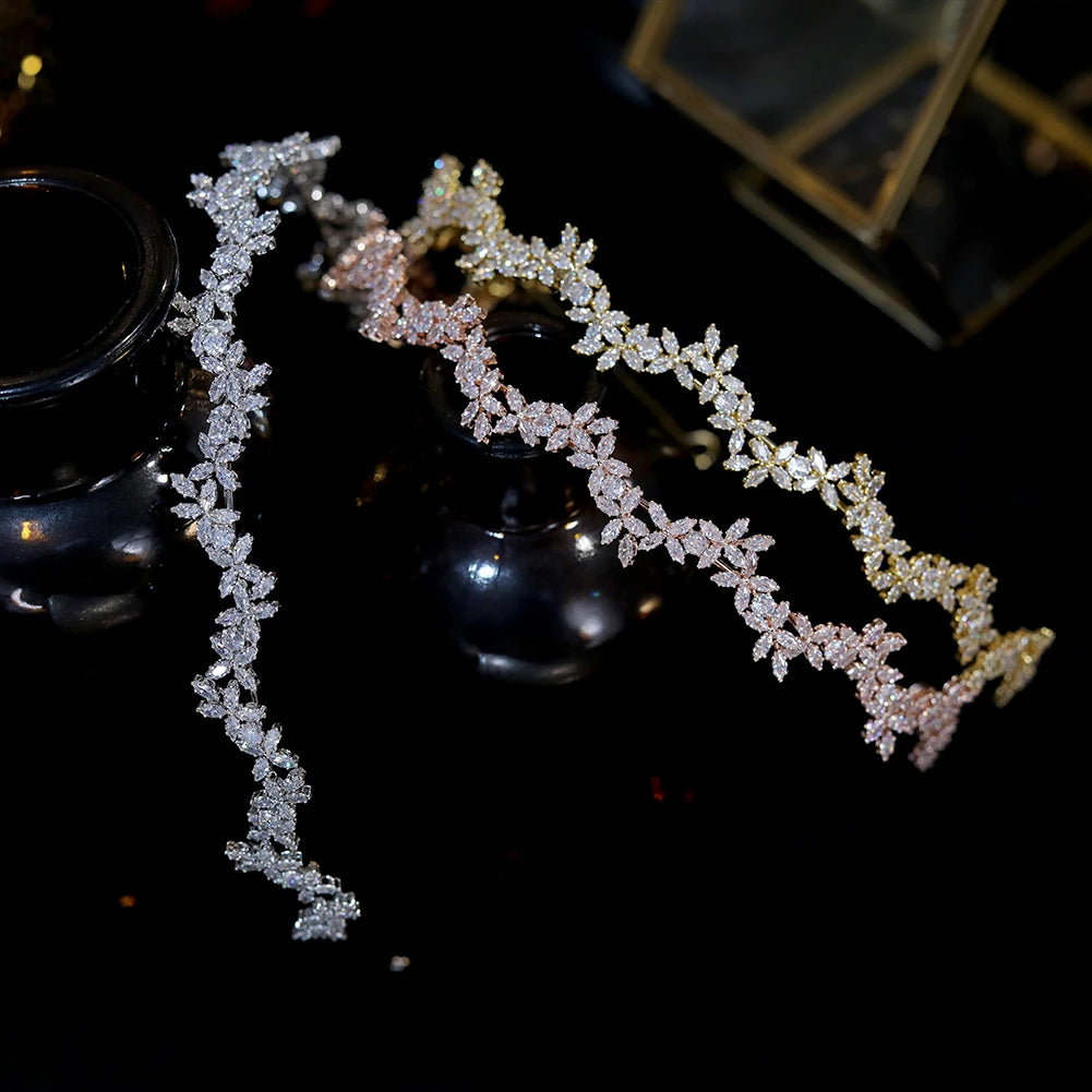 Dazzling Rose Gold Bridal Crown Headpiece For Women
