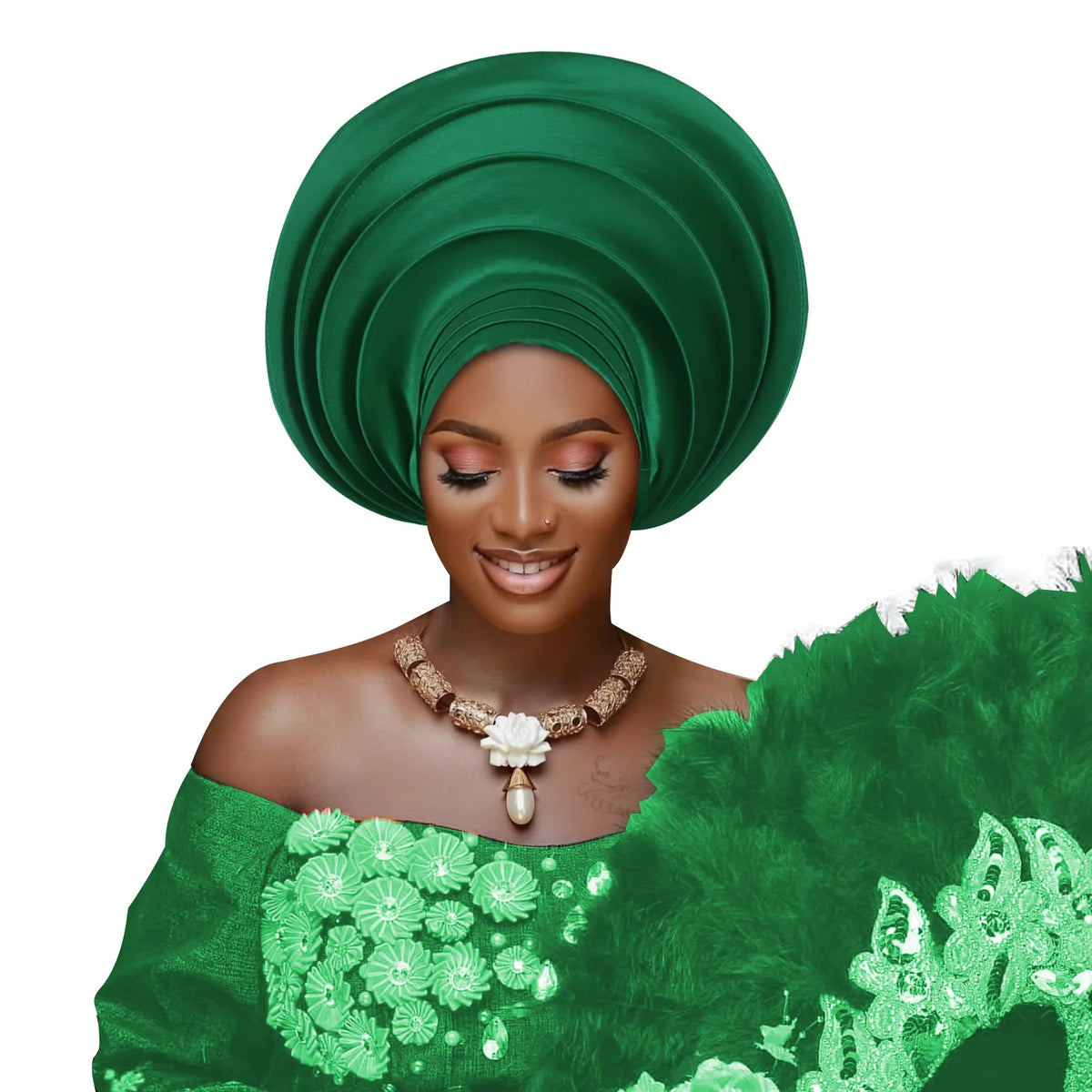 African Wedding Gele Turban Head Wrap Cap for Women
