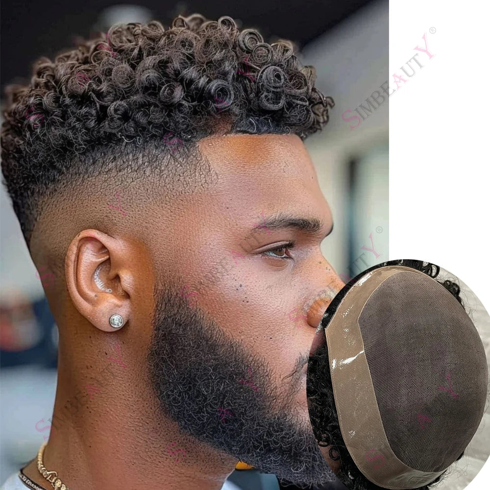 Kinky Curly Human Hair Toupee With Natural Hairline for Women