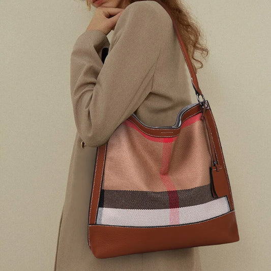Plaid Canvas Messenger Bag