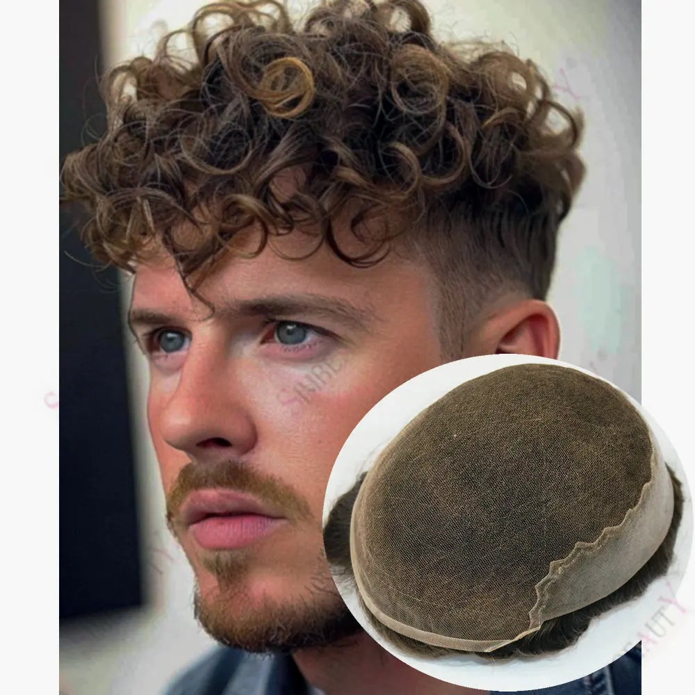 Curly Swiss Lace Front Hair Replacement Toupee for Women