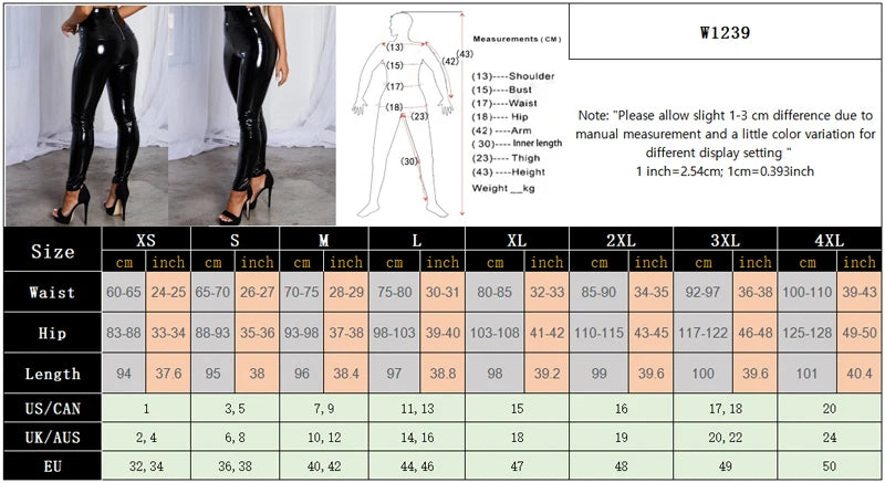 High Waist Shiny Leather Pants