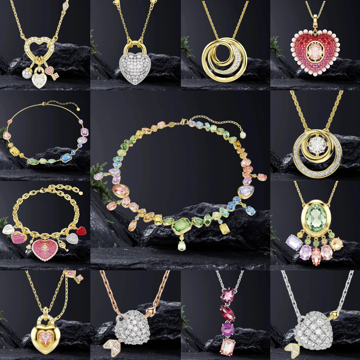 Elegant Silver Crystal Necklace and Earring Set for Women