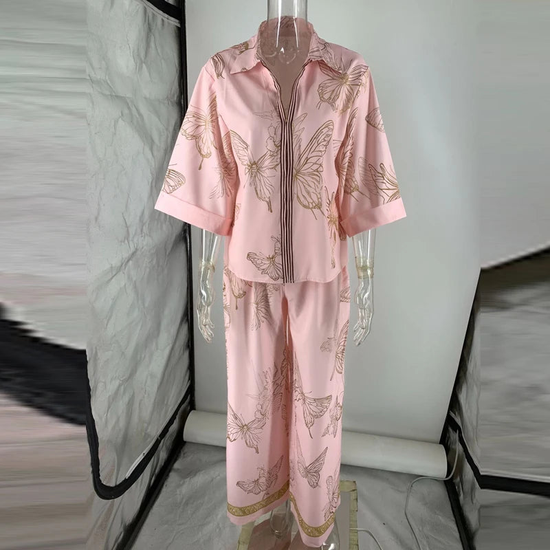 Vintage Pattern Boho Casual Two-Piece Set for Women
